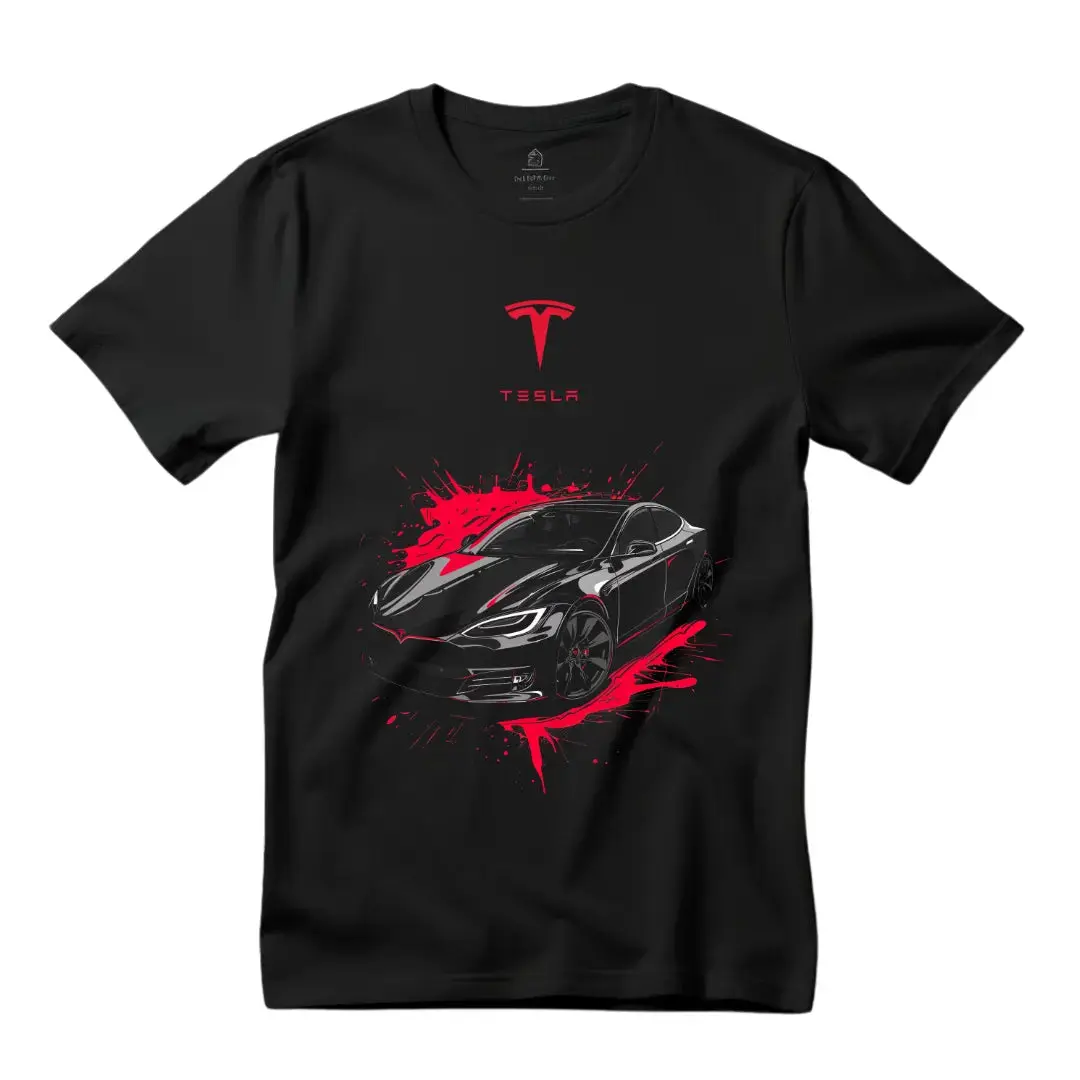 Black Threadz Menswear Men's Short-Sleeve Round Neck Casual Graphic Top - Abstract Tesla Model S Car Design, Tops, Shortsleeve, Abstract Car, Multi-Size, T-Shirt, All Seasons, Xxl