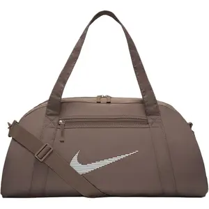Nike Sporty Casual Zipper Logo Print Fabric Gym Bag Shoulder Travel 24L Unisex Couple Style Brown White
