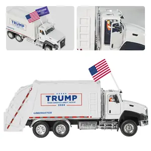The 47th President Donald Trump 2024 Garbage Truck 1:50 Scale Pull Back Metal Model Toy - Gift for Trump Fans, Election Souvenirs