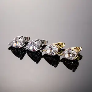 Best-selling fashion trendy male earrings men's zirconium light luxury simple earrings prong setting craft earrings street wind wear cool accessories Joker.