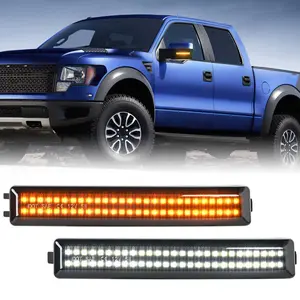 Smoked Lens Side Mirror Marker Lights - Car Accessories with High Visibility Switchback Amber Turn Signals, White Puddle Lights, PC Housing - Plug-and-Play for 2009-2018 Ram 1500/2500/3500, 2009-2022 Ram Classic