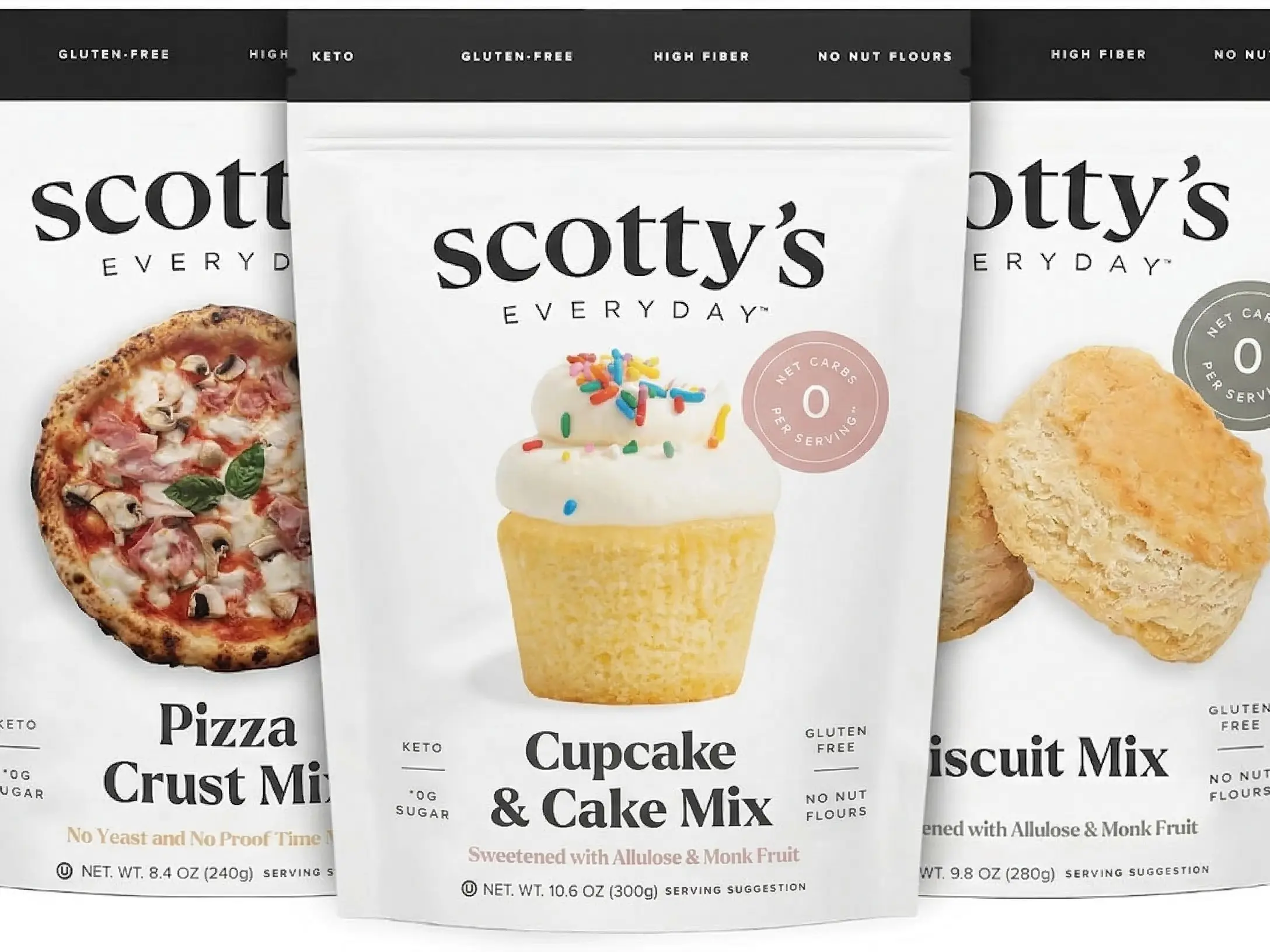 Low Net Carb Baking Mix Bundle – Gluten-Free Pizza, Biscuit & Cupcake Mix (3-Pack) | Scotty’s Everyday
