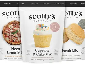 Scotty's Everyday Keto-Friendly Baking Mix Bundle - Pizza, Biscuit & Cupcake Mix,  0g Net Carbs, Gluten Free, 3-Pack