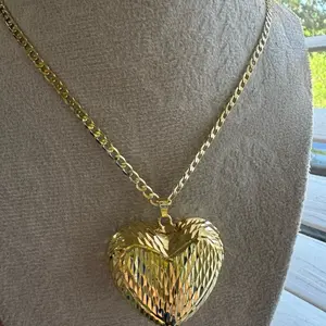 Cuban link chain with heart. High quality 14k laminate.