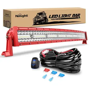Nilight 33In LED Car Light Bar - Triple Row Spot-Flood Combo, Red Shell, 768W Power, Bright Lighting, Driving Light Strip with Wiring Harness Kit, Off-Road Truck Fog Driving Accessory, Led Car Lights