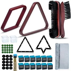 56Pcs Pool Ball Rack Kit with Pool Table Brush, Billiards Triangle Rack for 2-1/4" Balls, 8/9 Ball Triangle Diamond Magic Rack with Pool Chalk, Complete Pool Table Accessories
