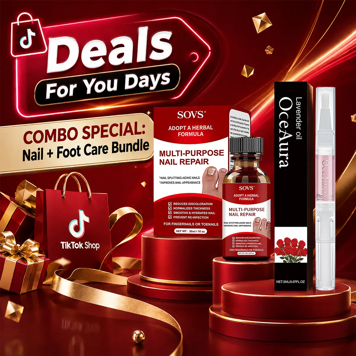 SOVS Nail Care Set – Multi-Purpose Nail Repair Essence + Cuticle Oil Pen + Nourishing Nail Oil | Daily Nail & Cuticle Care Kit for Dry, Brittle & Dull Nails | Home & Travel Use#DealsForYouDays