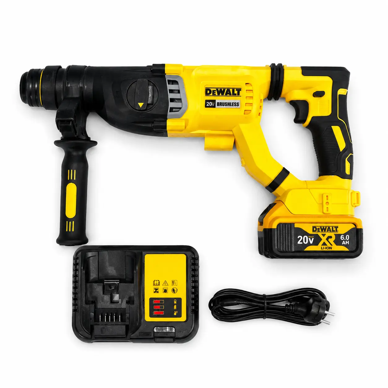 Dewalt D263 Heavy-Duty Rotary Hammer Power Tool Set (Tool Only), Complete Accessories, Included Batteries, Concrete Compatibility, Strong Impact Force, Efficient Heat Dissipation, Ideal for Contractors, DIY Brick Drilling & Wall Chipping