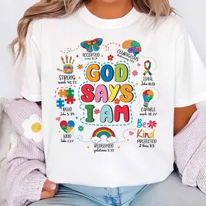 God Says I Am T-shirt, Autism Awareness Month T-shirt, Autism Teacher Tee, Autism Mom T-shirt, Autism Puzzle T-shirt, Awareness Gift, Gift for Moms
