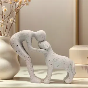 Creative Dog Sculpture Home Decor, Home Decor Accessory, Decorative Figurines, Cute Man and Dog Statue Decoration, Perfect for Office, Living Room, Bedroom, Pet Lover Gift, Sculpture Desk Decor, Desktop Statue