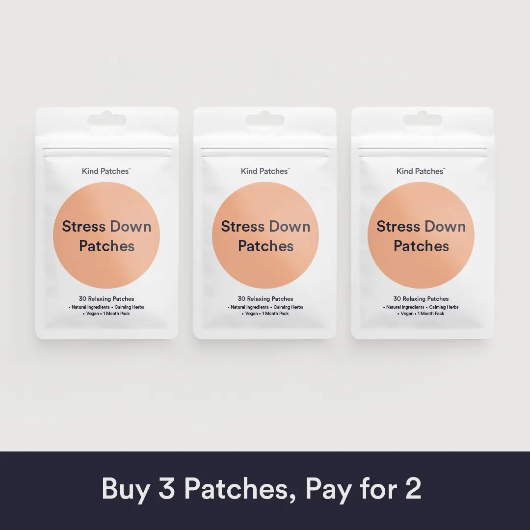 3 Packs of Kind Patches Stress Down Patches, Natural Ingredients, Calming Herbs, Vegan, 3 Months Supply
