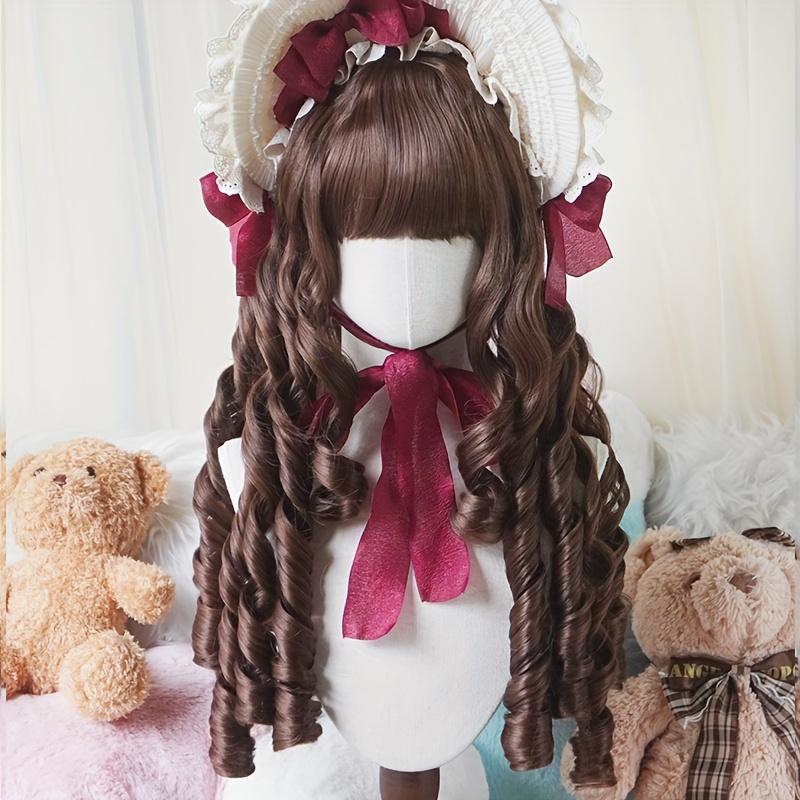 24 Inch Long Roman Curl Wig Princess Wig Bangs Black Blonde Coffee Color Elegant Party Cosplay for Adults