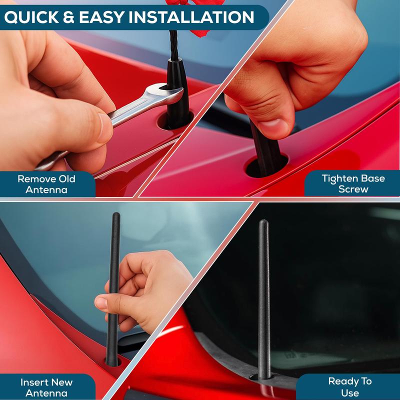 Motiv 7.8″ Short Truck Antenna–Stubby Car Wash Safe Flexible Spring & Brass Base–Universal Replacement Auto Radio Antenna for Truck & Car, Fits Chevy Silverado, GMC Sierra, F-150, RAM, Tacoma, Jeep