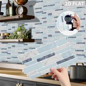 12/24/48 Sheets Waterproof Stain-Resistant Tile Stickers- Striped Marble Square Backsplash - Self-Adhesive Home Decor For DIY Kitchen, Bathroom