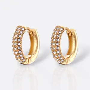 Daisy Pavé Huggies 18k gold, waterproof, tarnish-resistant and hypoallergenic earrings trendy earring