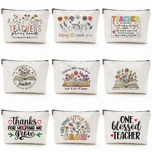 Floral & Letter Pattern Makeup Bag, 1 Count Portable Travel Cosmetic Storage Bag, Zipper Makeup Organizer Pouch, Handheld Cosmetic Pouch, Storage Bag for Travel, Beach