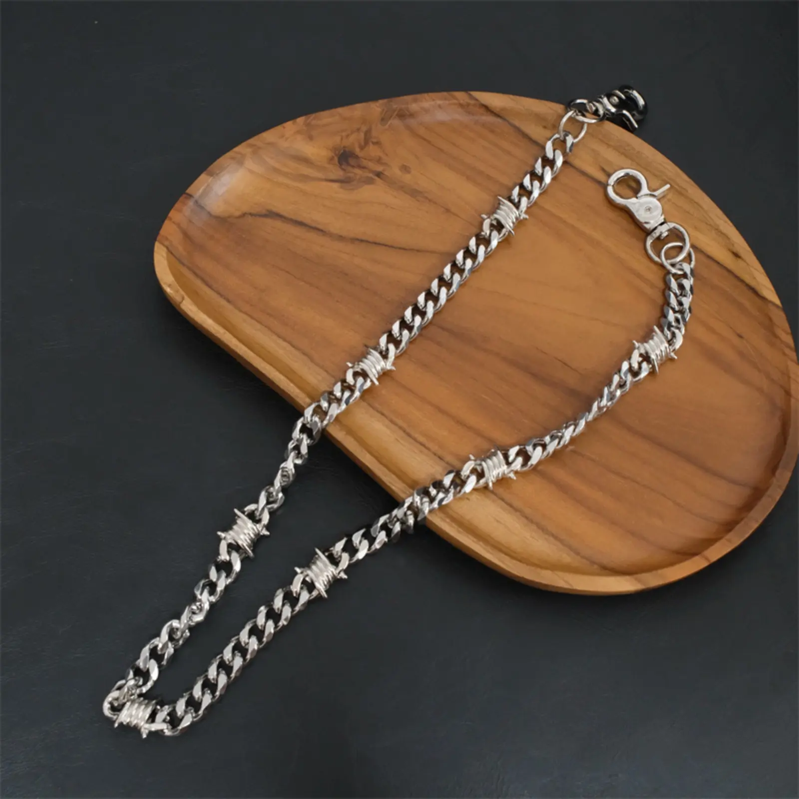 Stainless steel thorn pants chain hip-hop punk titanium steel Cuban chain men's waist chain jeans accessories chain