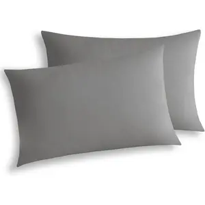 Jersey Knit Pillowcases Set of 2,  Cotton Bed Pillow Cases  Size with Zipper, Soft and Breathable, 20x40 inches Dark Grey