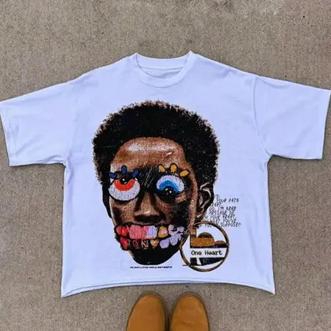 Men's Regular Fit Face Print Round Neck Graphic Tee, Casual Short Sleeve Crew Neck T-shirt for Summer, Fashion Men's Top for Daily Wear, Casual Streetwear Top, Casual Graphic Design, Casual Menswear