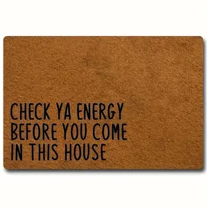 Personality Plus, Funny 'Check Ya Energy' Doormat, Household Decorative Rug, Non-Slip, Machine Washable Entrance Mat for Indoor/Outdoor Use, Rubber Backed Polyester