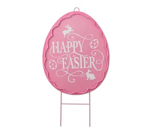 Glitzhome 24"H Easter Metal Egg Garden Stake