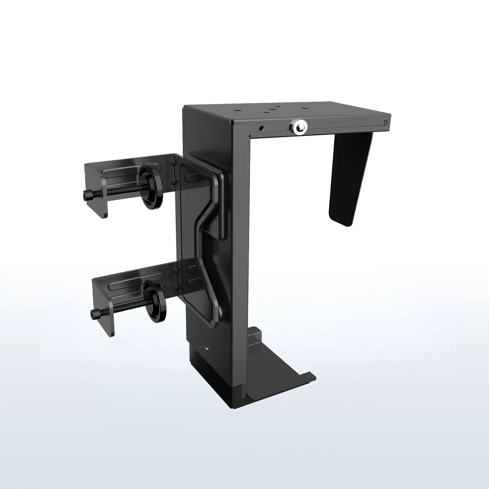 Large Under Desk PC Mount - Adjustable Height, Metal Clamp Leg Screw Clamp, Under Desk Laptop Mount, PC Accessories