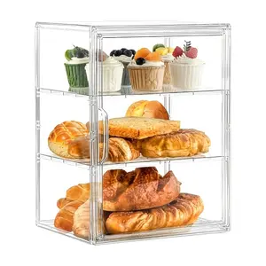 Adjustable Bread Storage Box, Large Acrylic Bread Container, Kitchen Countertop Use, Flip Lid Sealed, Airtight, Transparent Display Case