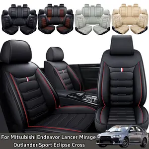 For Mitsubishi Endeavor 2004-2011/ Lancer 2012-2017/ Mirage 2015-2023/ Outlander Sport 2011-2023/ Eclipse Cross 2018-2023 Car 5 Seat Covers, Premium Leather Front & Rear Full Set Seat Covers Cushion Protector Pad Mat, Split Rear Benches
