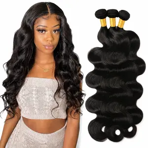 Beauty Queen Natural Black Straight And Body Wave Human Hair 18 20 22 24Bundles,Full And Thick Remy Hair Extensions Natural Color for Women