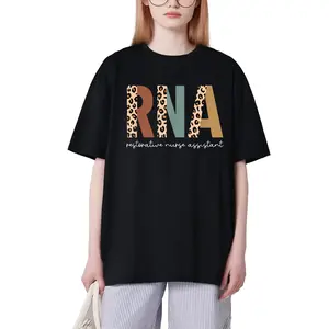 100% Cotton Restorative Nurse Assistant RNA Leopard Nursing Aide T-Shirt