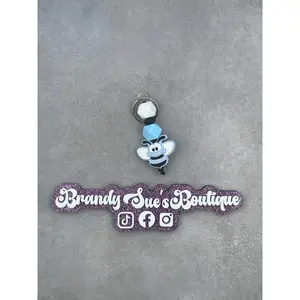 Blue Bee Beaded Keychain