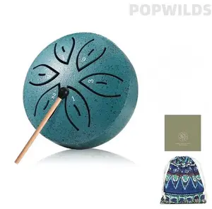 3-inch 6-note steel tongue drum, a waterproof outdoor rain drum and garden chime. Mini pentatonic hand drum with clear melodious sound. Compact and portable, ideal musical decor for yards, patios, bringing soothing tones to your outdoor space.