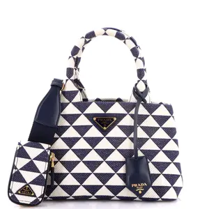 Pre-owned PRADA Jacquard, Canvas Plain Tote Bags REBAG Symbole Tote Jacquard Small by Rebag