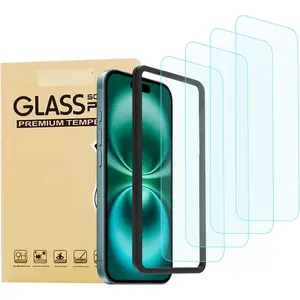 4 Pack Anti Blue Light Screen Protector for  16,iPhone15 [6.1inch] with Installation Frame,9H+ Anti Blue Light Tempered Glass, Anti-Scratch, Case Friendly