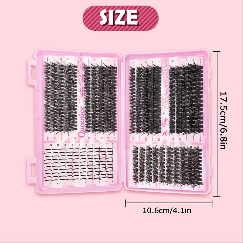 QUEENICE Lash Clusters Extension Kit, Cosmetic Eyelash Extension 40D/60D/80D/100D/120D, 10mm-18mm Mix Lengths Individual Cluster Lashes, DIY Lashes Cluster, Full Set for Beginners, Eyelash Tools, Daily & Party Makeup, Festival Gift