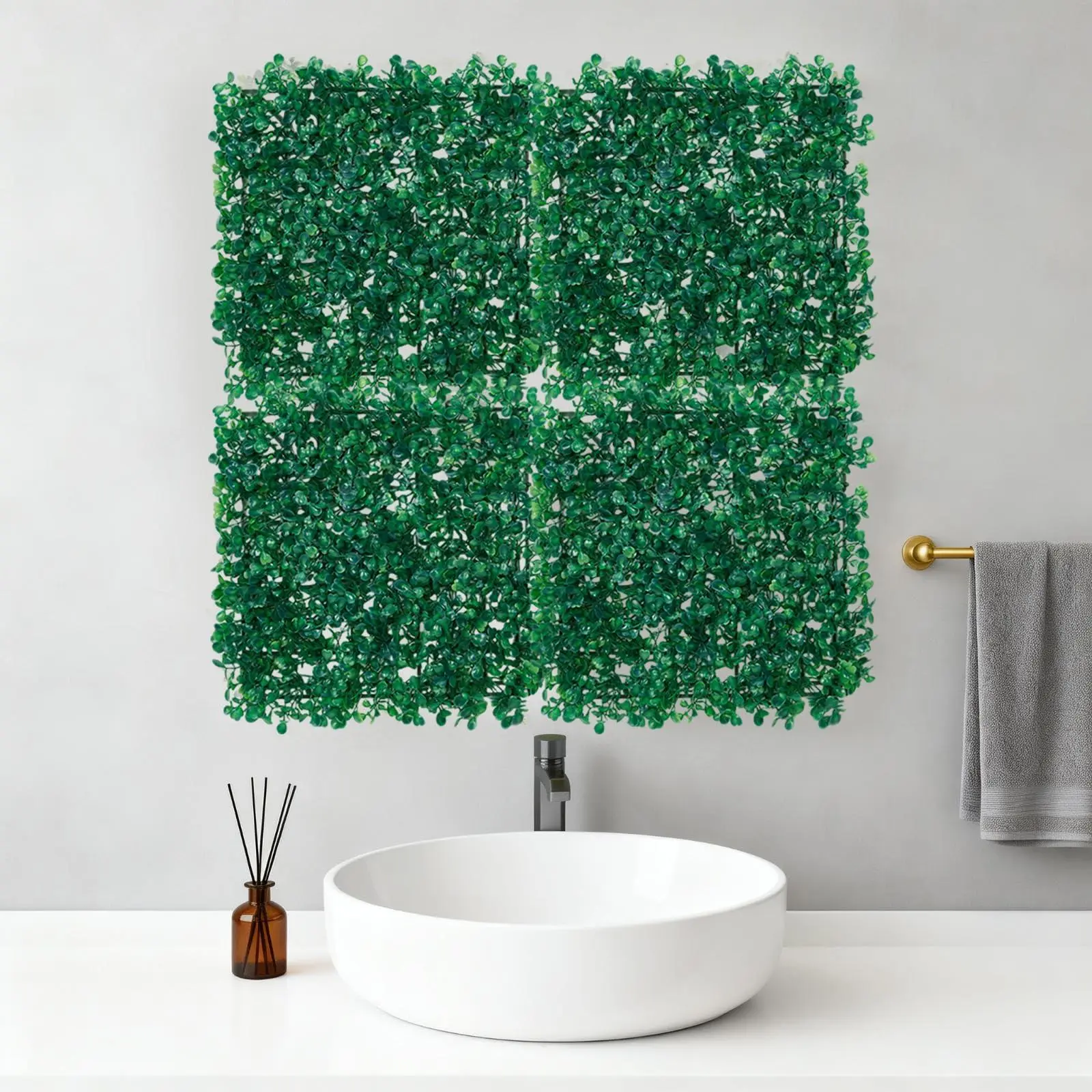 Artificial Green Wall Panels, 24-Pack, 50x50 cm, Green, Plastic, Wall Decoration