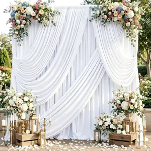 20ftx10ft White Backdrop Curtains for Weddings Parties, Wrinkle Free 4 Panels Photo Backdrop Drapes Back Drop Cloth Drapery for Birthday Mother'sDay Photography Background