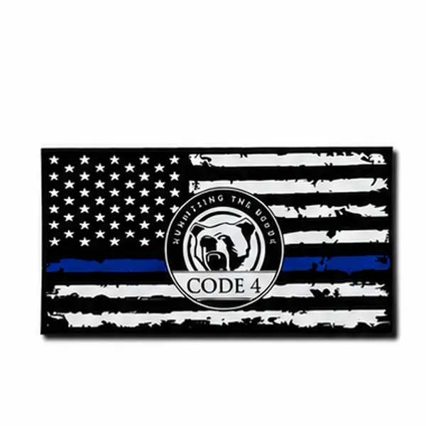 Thin Blue Line Code 4 Permanent Vinyl Decals - Adhesive Automotive Graphic Decals for Car, Truck Exterior Decoration, Gear | Honor Police, LEOs, Adhesive Decals, Automotive Vinyl Decal