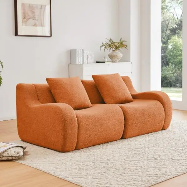 [AURA]2-Seater Compress Soft Teddy Fabric Boneless Sofa Vacuum-Sealed Compression Sofa No Assembly Required Modular Cloud Memory Foam Sectional Sofa TikTok Viral Sofa Trends for Small Space Living Room Bedroom Furniture couch bedroom sofa