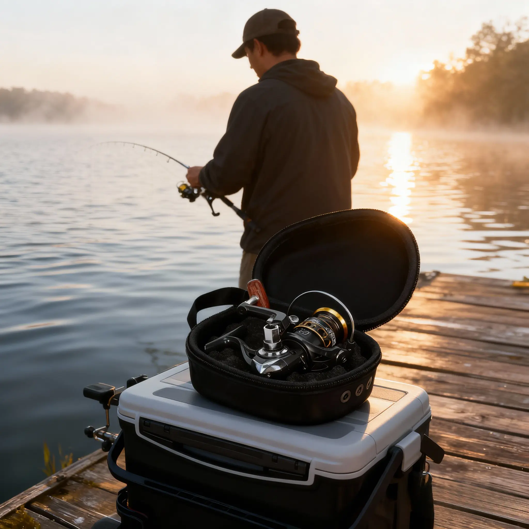 1pc High-Quality Black Portable Fishing Reel Protective Cover Bag - Secure Zipper Closure, Compatible with Drum Reels, Ideal for Fly Fishing Anglers' Accessories, Fishing Storage Solutions