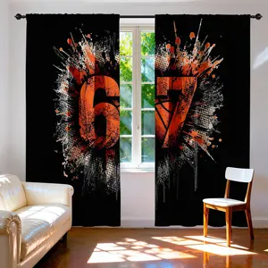 2pcs Basketball Print Curtain Set, Window Curtain, Graffiti Sport Style Home Decor, High Light Blocking, Eco-Friendly, Durable Fabric