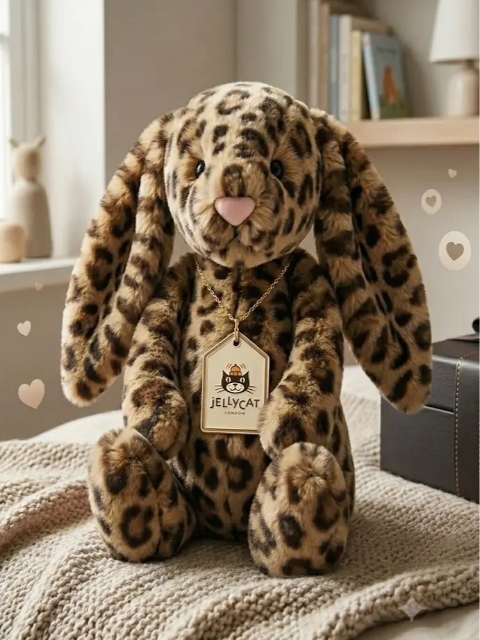 Jellycat Leopard Bunny Stuffed Animal – Soft Cobblehop Rabbit Plush with Floppy Ears, Brown Spotted Fur, Birthday Gift for Plush Collectors