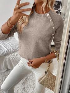 elegant women's knitted sweater, fashionable ladies' clothing for autumn & winter, soft perfect for commuting & casual wear