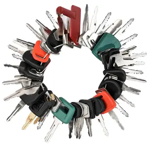 42-Piece Heavy Equipment Master Ignition Key Set - For Construction Machine Operators, Compatible with Caterpillar, Bobcat, JD, Case, JLG, JCB, Volvo, Hyster, Ford, New Holland, Yanmar, Takeuchi, Kubota, Komatsu, Toyota, Hitachi, Compatible With Hyster