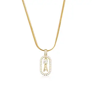 MEIITRUE Initial Letter Pendant Necklaces for Women, 14K Gold Plated Layered Alphabet Necklace with Snake Chain, Buy 1 Get 1 Chain