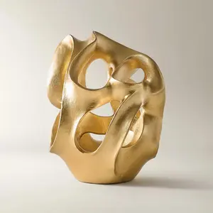 Z GALLERIE Payal Home Decor Statue, Gold Fluid Metal Design Figurine for Home Supplies Modern Decorations Indoor Home Decoration