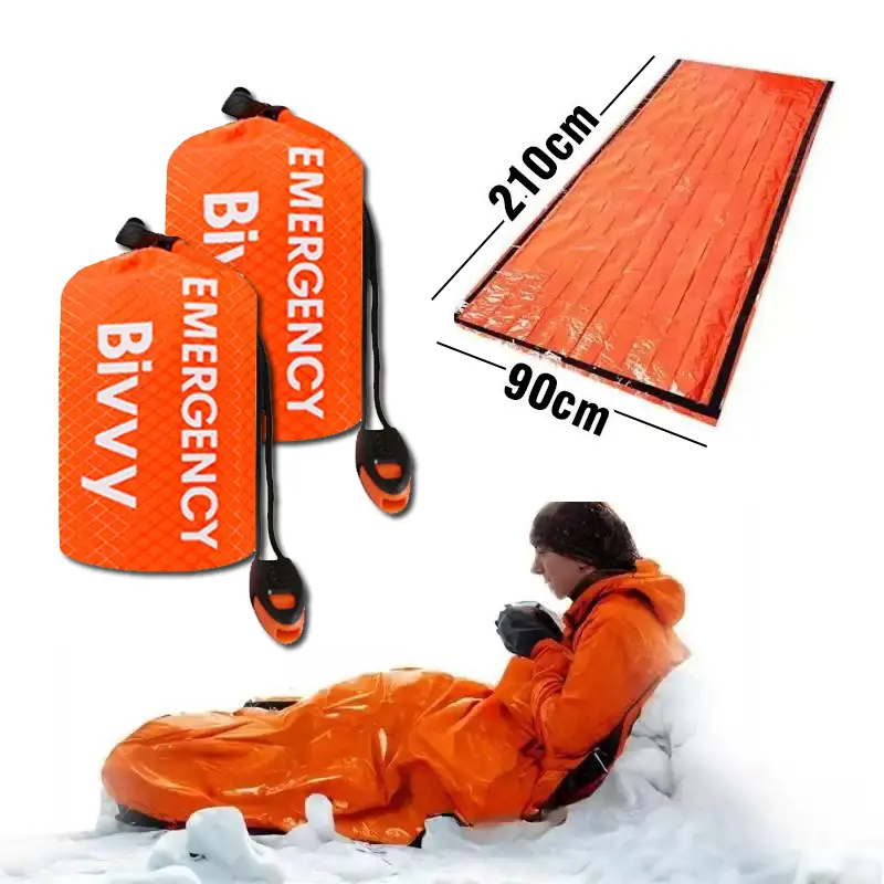 2 Sleeping Bags (2-Pack) – Waterproof Mylar Bivy Sacks, Lightweight Windproof Thermal Survival Gear for Hiking, Camping