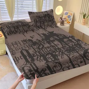 Stranger Things Mixed Letter Graffiti Fitted Sheet Set (2 Pillowcases) - Great Gift for Bedroom Decor, Must-Have for Cozy Sleep & Nostalgic Vibe Upgrade Decorative Bedsheet Sets