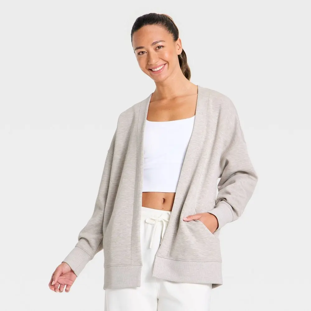 Women's Airy Sleek Cardigan - All In Motion Taupe Heather M