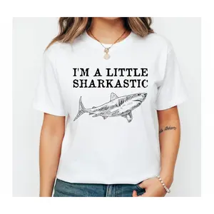I'm A Little Sharkastic Shirt - Funny Shark Lover Unisex T-Shirt - Shark Graphic Tee for Women, Sarcastic Shark Shirt